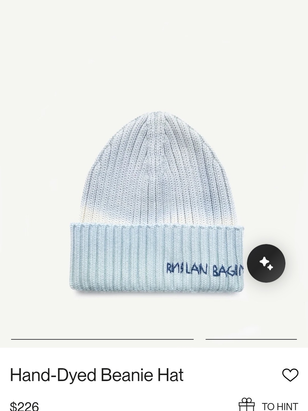 Ruslan Baginskiy Light Blue Knit Beanie NWT